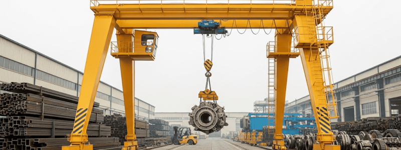 Açık saha uygulamalarında kullanılan tam portal vinç sistemi ile ağır sanayi ekipmanının güvenli şekilde kaldırılması